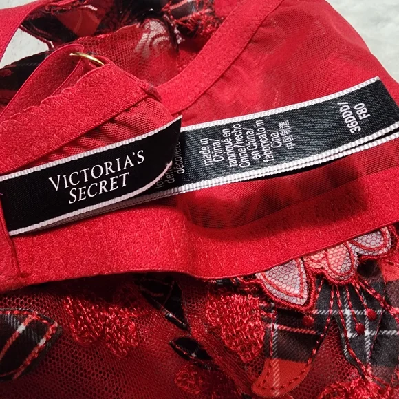 VICTORIA'S SECRET LUXE LINGERIE UNLINED FLORAL EMBROIDERED LOW CUT BRA Sz 36DDD - Picture 12 of 14
